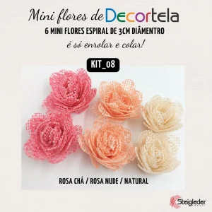 FLOR DECORTELA (ROSA CHÁ, ROSA NUDE E NATURAL) - 6 unidades