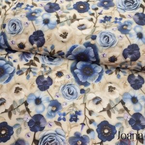 TECIDO DIGITAL ROSAS AZUIS - 0,50X1,50 CM (COLEÇÃO HEARTSEASE)