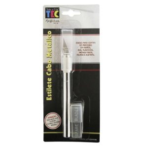 ESTILETE CABO METÁLICO C/5 LÂMINAS DE REFIL (COD. ES001)