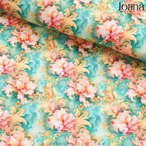 TECIDO 3D BARROCO AQUARELA ARABESCO - ALGODÃO DIGITAL 0,50X1,50 CM - 3 D