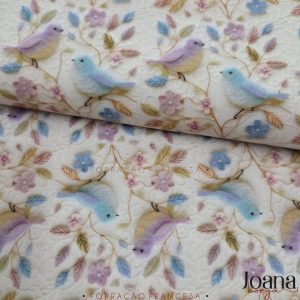 TECIDO NATUREZA PASSARINHOS LILAS - ALGODÃO DIGITAL 0,50X1,50 CM