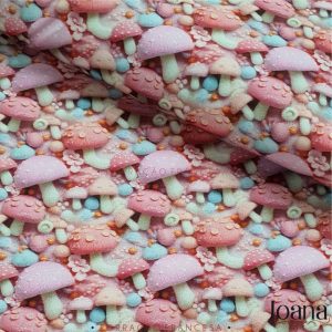 TECIDO COGUMELOS 3D ROSA- ALGODÃO DIGITAL 0,50X1,50 CM