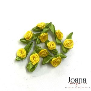FLORZINHA DE CETIM ROCOCÓ MIMOSA- PACOTE COM 10 UN COR AMARELA