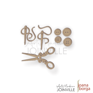 KIT COSTURA 05 ( Agulha, Botões e Tesoura)