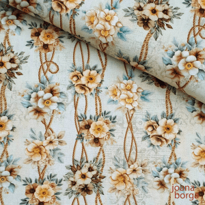 TECIDO DIGITAL FLORES E CORDAS - COLEÇÃO SECRET PLACE POR JOANA BORGA