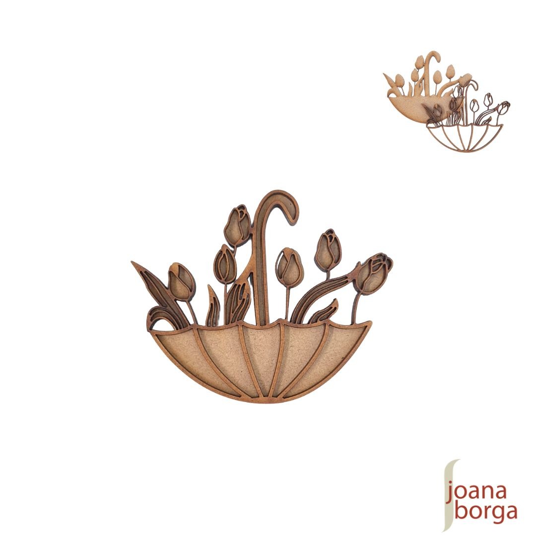APLIQUE GUARDA CHUVA COM TULIPAS – 9x9cm