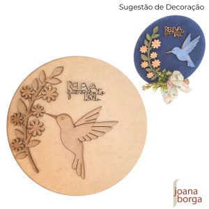 PLACA FLOR E BEIJA FLOR