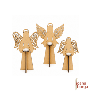 TRIO DE BALCÃO ANJO C/ SUPORTE PARA VELA
