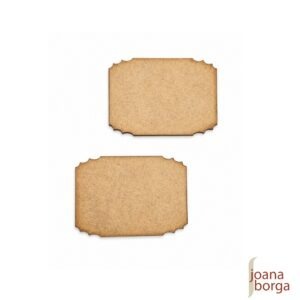 PLACA TAG RETANGULAR COM CANTOS DECORADOS