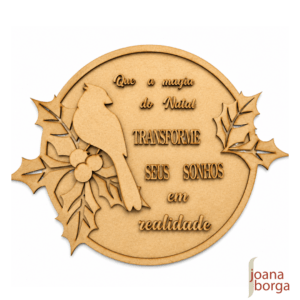 PLACA REDONDA PASSARO DE NATAL - KIT MDF