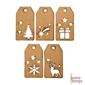 TAG DE NATAL - MÉDIA - KIT COM 5 UNIDADES - ETIQUETAS