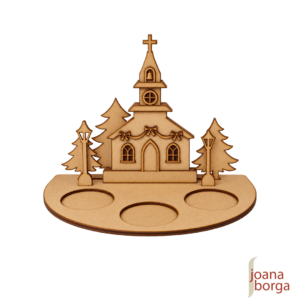 PORTA VELAS IGREJA E PINHEIROS