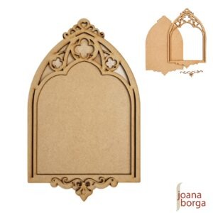 PLACA VITRAL COM MOLDURA SOBREPOSTA E ARABESCO