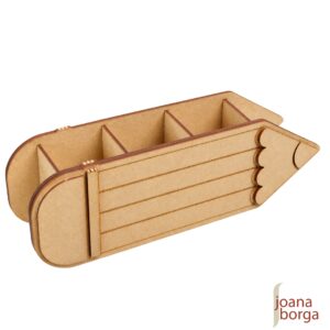 PORTA TRECO - LÁPIS - PINCEL COM 3 DIVISÓRIAS com apliques sobrepostos