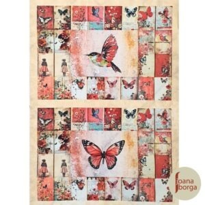 TECIDO PAINEL LUGAR AMERICANO BORBOLETA E BEIJA FLOR - JORNAL